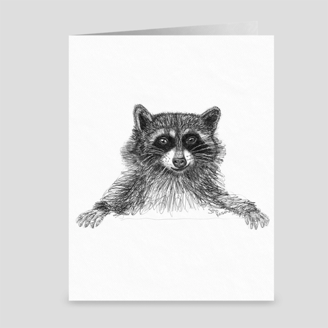 Raccoon "Scheming" - Greeting Card