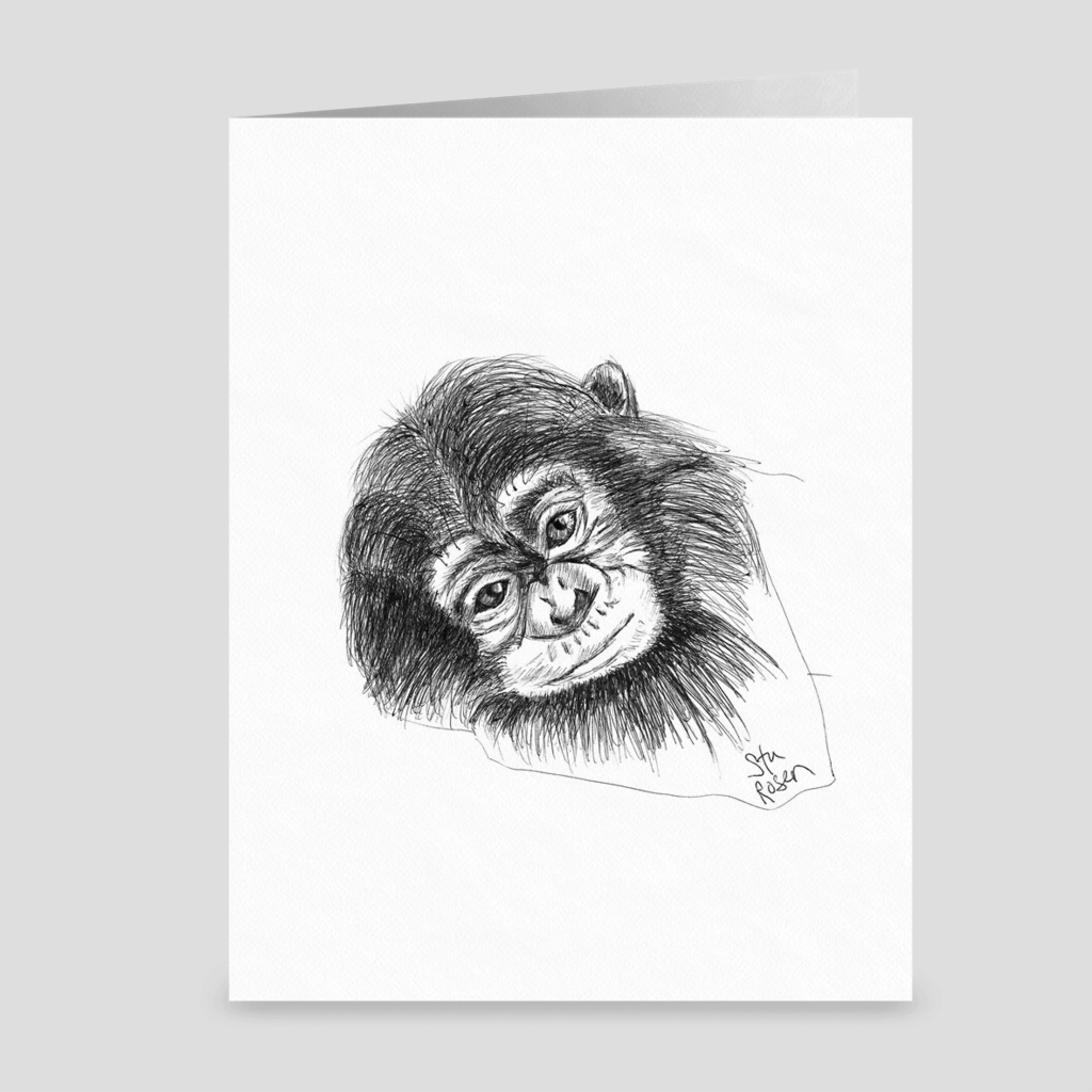 Monkey "I'm Gonna Stay" - Greeting Card