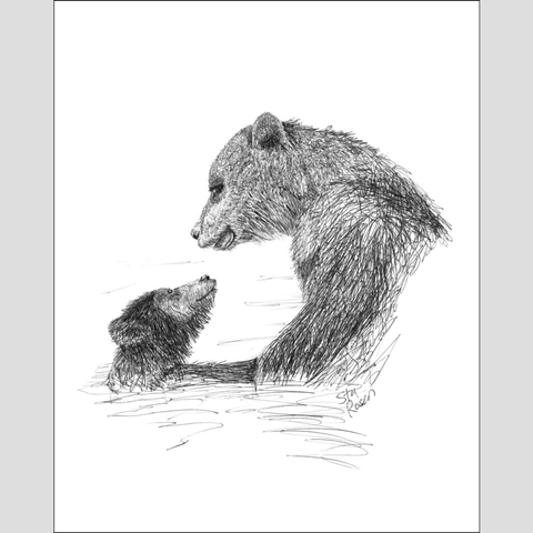 Bear "First Swim" - Giclee Print