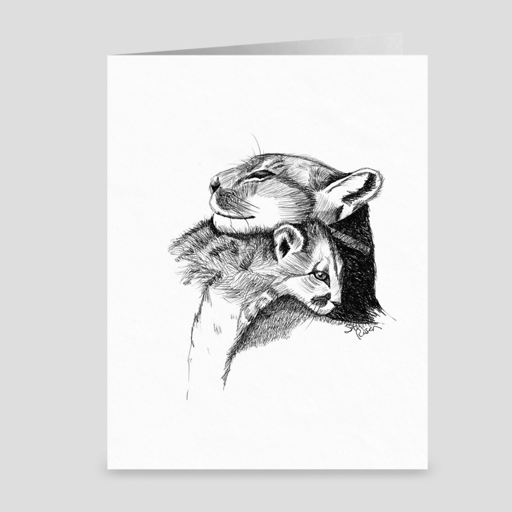 Cougar "Love's Embrace" - Greeting Card