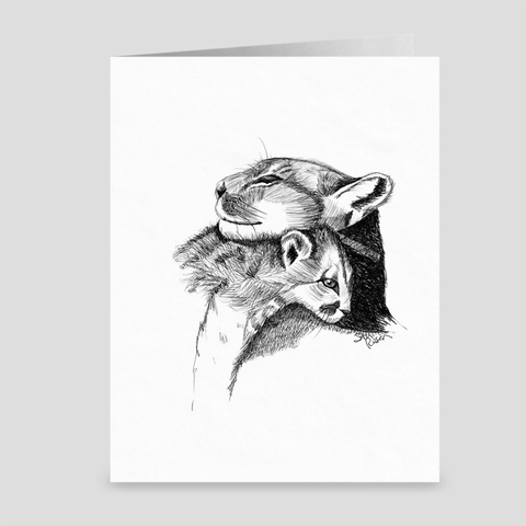Cougar "Love's Embrace" - Greeting Card