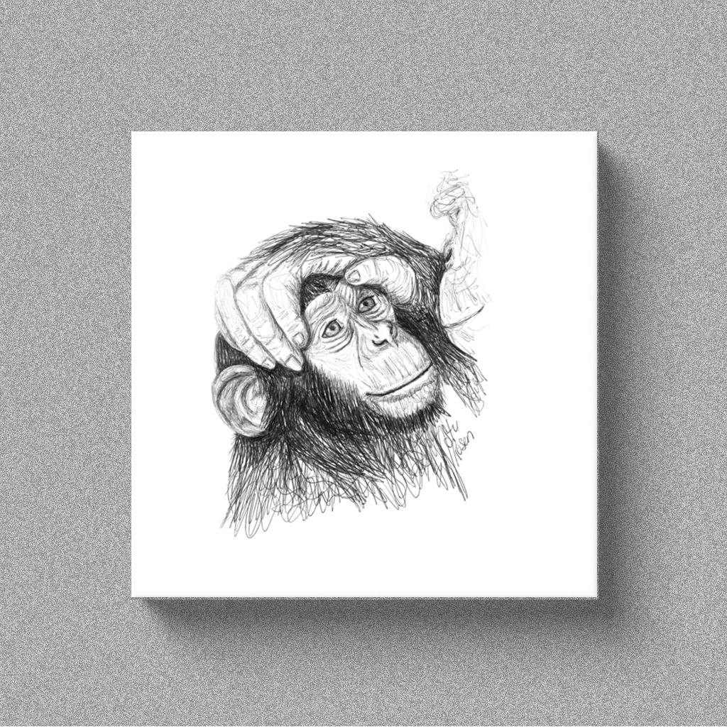 Chimp "Loving Hand" - Canvas