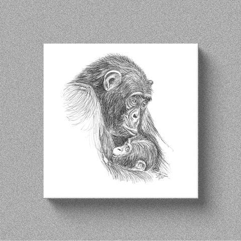 Chimp "A Mother's Love" - Canvas