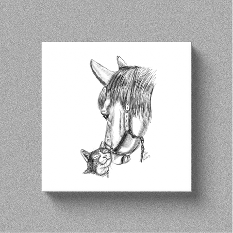 Horse & Cat "Nudge" - Canvas